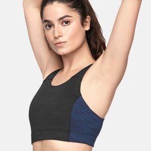 NWOT Outdoor Voices Key Bra, blue and dark grey